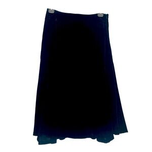 Michael Kors Women's Black Velvet Midi Flutter Hem Zip Closure Skirt Size 2